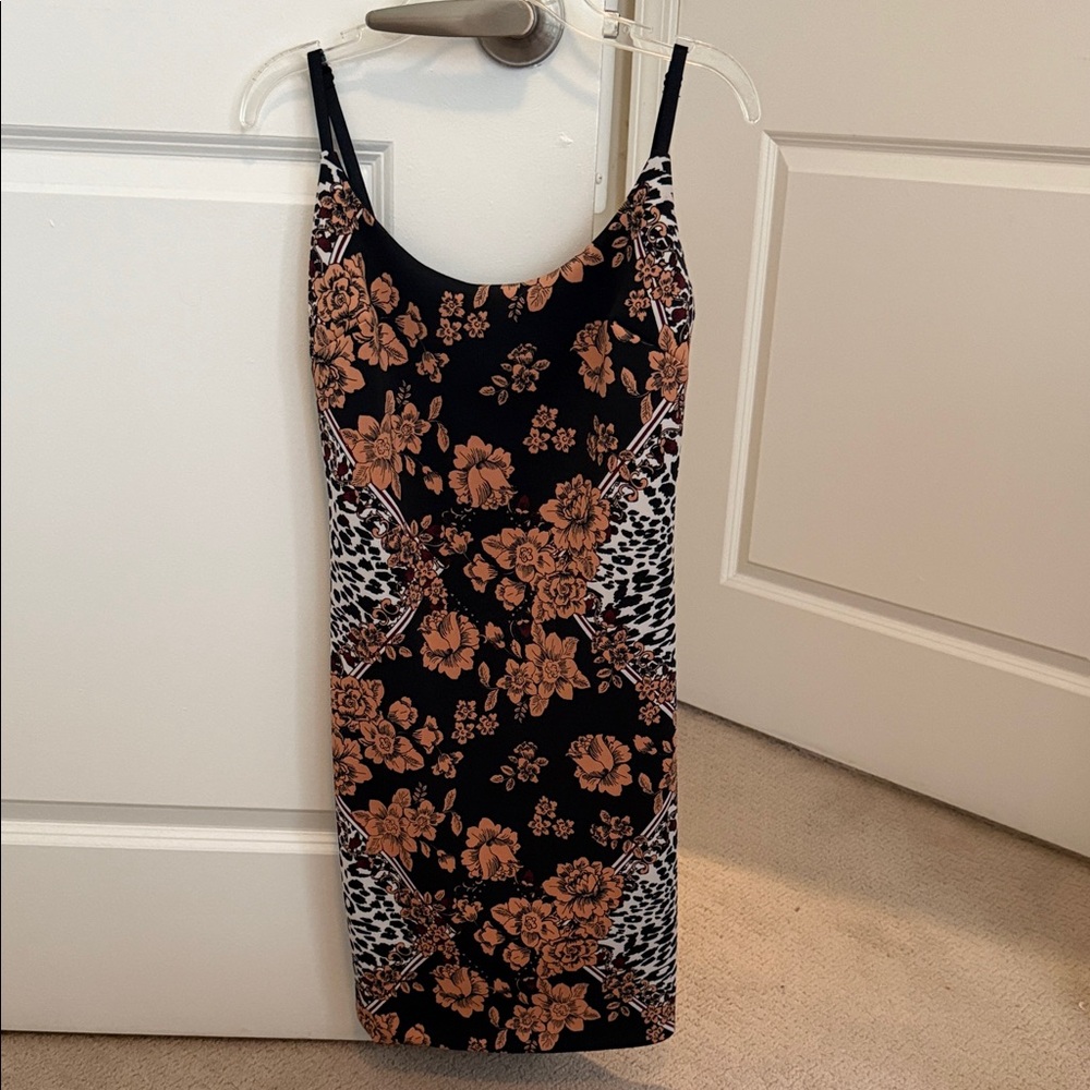 Guess Black and Brown Floral Mini Dress